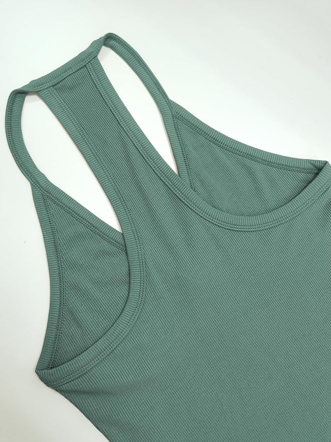 iGENJUN Workout Tops for Women Racerback Basic Tank Summer 2025 Camisole V Neck Slim Fit Ribbed Sleeveless-FlexoryFit
