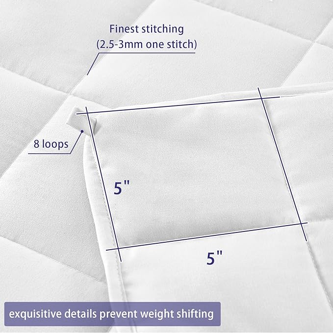 King Size Weighted Blanket for Adults (30 lbs, 80โ x 87โ, White) Cooling Heavy Blanket for Sleeping Perfect for 290-310 lbs, Breathable Blanket for Adults & Couple All Season, Machine Washable