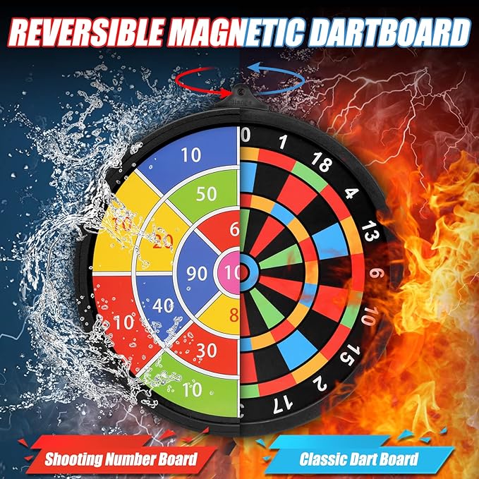 Magnetic Dart Board w/ 12 Darts, Toys for Boys Age 8-12, Safe Indoor Outdoor Games for Kids 8-12, Teen Gifts for 6 7 8 9 10 11 12 13 14 Year Old Boys Girls