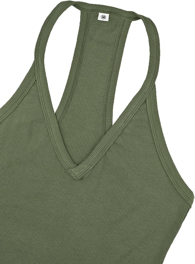 iGENJUN Workout Tops for Women Racerback Basic Tank Summer 2025 Camisole V Neck Slim Fit Ribbed Sleeveless-FlexoryFit