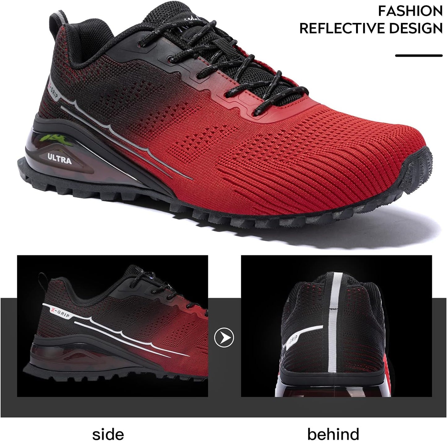 Kricely Men's Trail Running Shoes Fashion Walking Hiking Sneakers for Men Tennis Cross Training Shoe Outdoor Snearker Mens Casual Workout Footwear