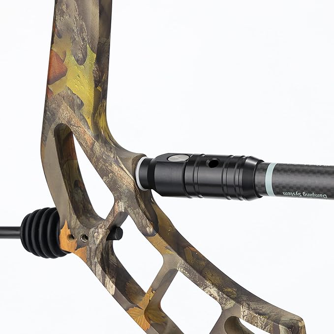 SUNYA Archery Bow Stabilizer for Compound Bow, Carbon Fiber Body Flexible Core, Damping System and Weights Kit, 8",10",12" 15" in Expedition Series