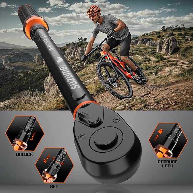 SUZUME 46PCS Bike Torque Wrench Set (20-220 in.lb/2.3-24.9 N.m) ±3% High Accuracy 72 Tooth Click Torque Wrench Set Reversible Head Dual-Scales 1/4 Torque Wrench For MTB Bicycle Maintenance