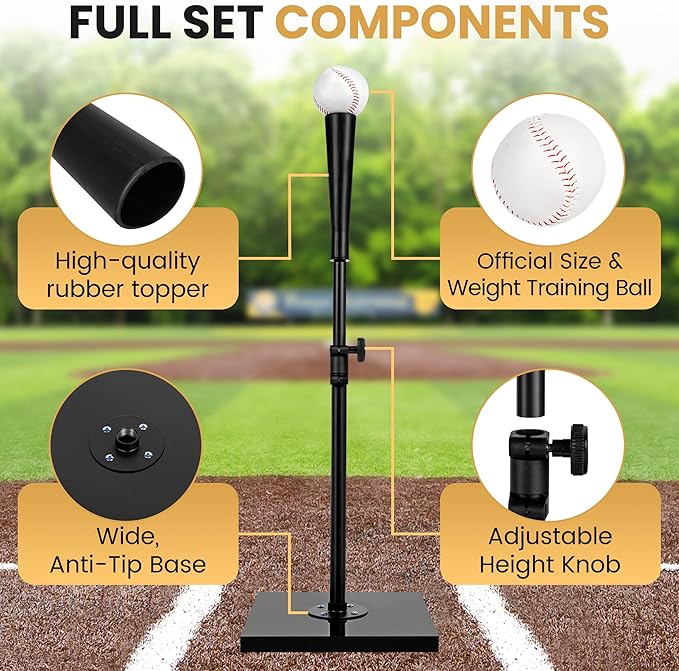 T-Ball Set with Baseball for Adults and Kids Softball Tees for Hitting T Ball Batting Tee Teeball Tee Batting Tees for Softball Batting Tees for Softball Tee Ball Set