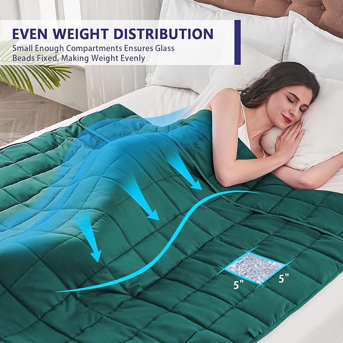 King Size Weighted Blanket for Adults (30 lbs, 80โ x 87โ, Dark Green) Cooling Heavy Blanket for Sleeping Perfect for 290-310 lbs, Breathable Blanket for Adults & Couple All Season, Machine Washable