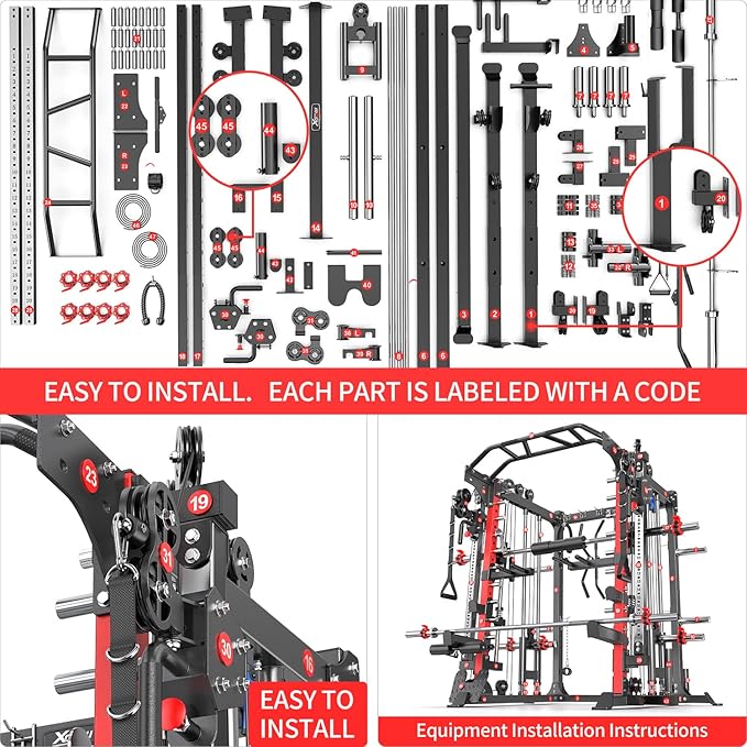 Power Cage,1600lbs Multi-Function Power Rack with Adjustable Cable Crossover System and More Training Attachment, Weight Cage for Home Gym-FlexoryFit