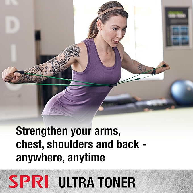 SPRI Ultra Toner Figure 8 Resistance Band with Padded Handles Great for Stretch, Exercise, Fitness Training, Yoga, Resistance Weights, Therapy, Gym or Home Workout Equipment.-FlexoryFit