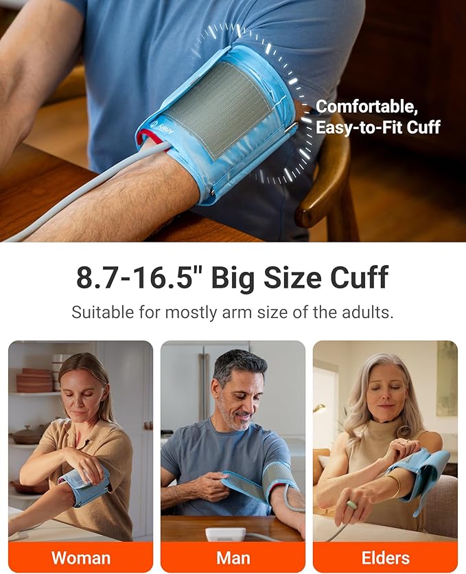 iHealth Accu Luminate Arm Blood Pressure Monitor – 4.5" Large Tri-Color WHO-Based LCD, Clinically Validated Accuracy, Irregular Heartbeat Alert, Bluetooth Cloud Sync, Adjustable Large 8.6"–17" Cuff-FlexoryFit