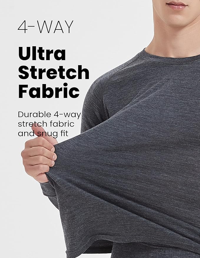 Iguana Mens 100% Merino Wool Base Layer Sets for Ski Lightweight Thermal Underwear-FlexoryFit