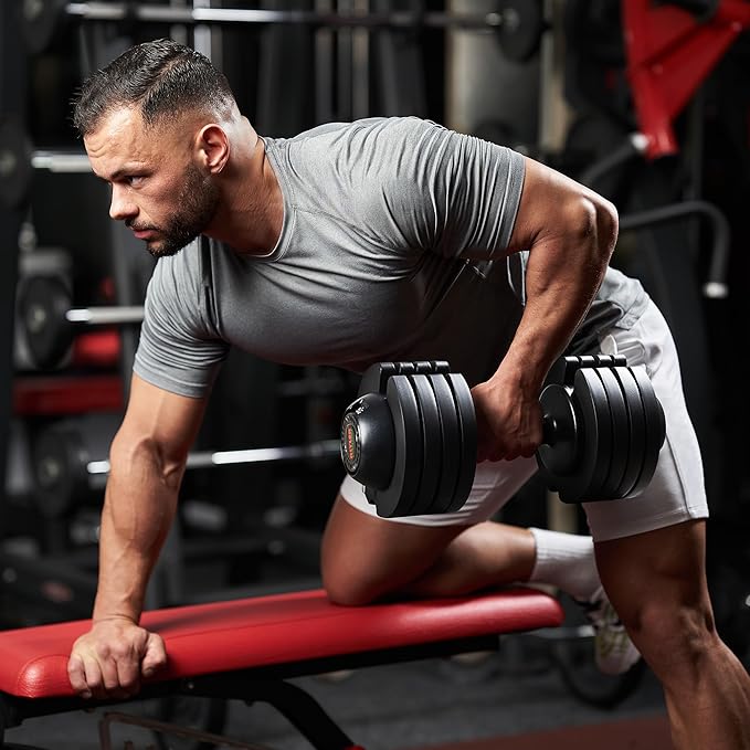 52LBS Single/Pair Adjustable Dumbbells Set Premium Rubber Coated Dumbbell Set with Secure Locking Mechanism for Safe & Customizable Strength Training-FlexoryFit