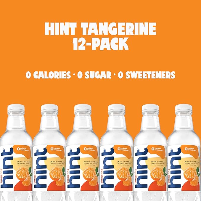 Hint Fruit-Infused Bottled Water, Tangerine - Sugar Free Flavored Water with Zero Calories, Naturally Flavored, and No Artificial Sweeteners - 16 Fl Oz (Pack of 12)-FlexoryFit