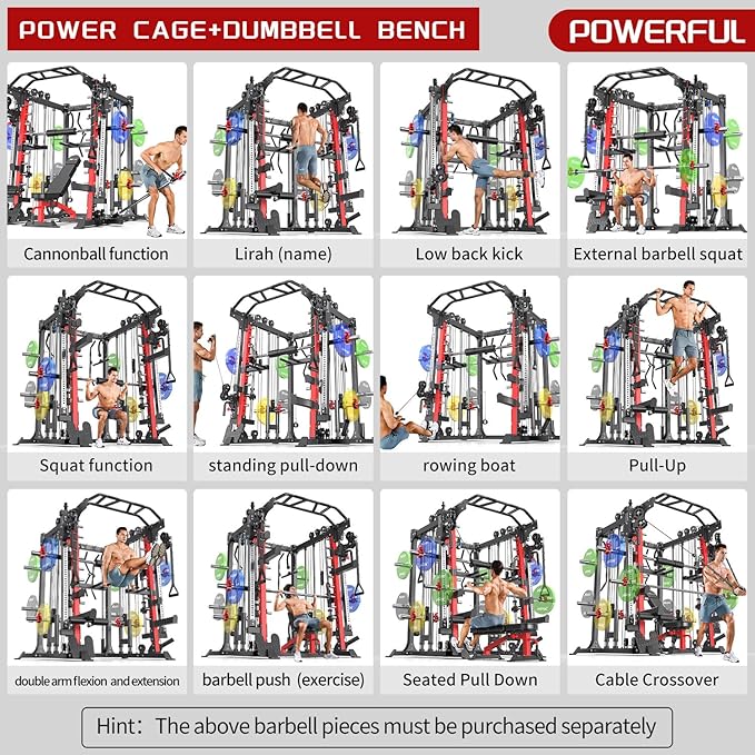 Power Cage,1600lbs Multi-Function Power Rack with Adjustable Cable Crossover System and More Training Attachment, Weight Cage for Home Gym-FlexoryFit