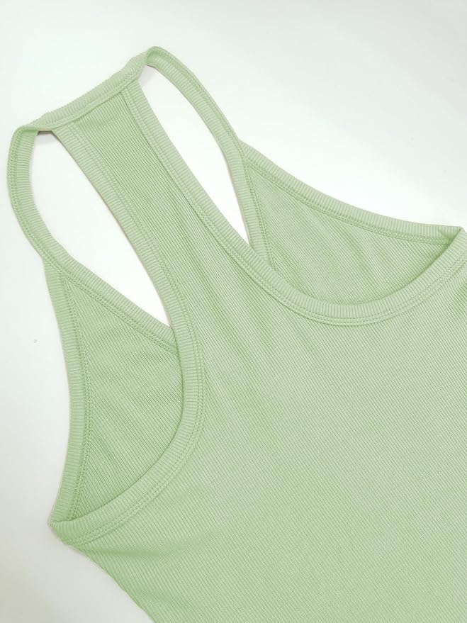 iGENJUN Workout Tops for Women Racerback Basic Tank Summer 2025 Camisole V Neck Slim Fit Ribbed Sleeveless-FlexoryFit