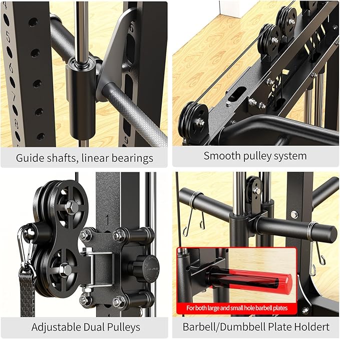 Power Cage,1600lbs Multi-Function Power Rack with Adjustable Cable Crossover System and More Training Attachment, Weight Cage for Home Gym-FlexoryFit