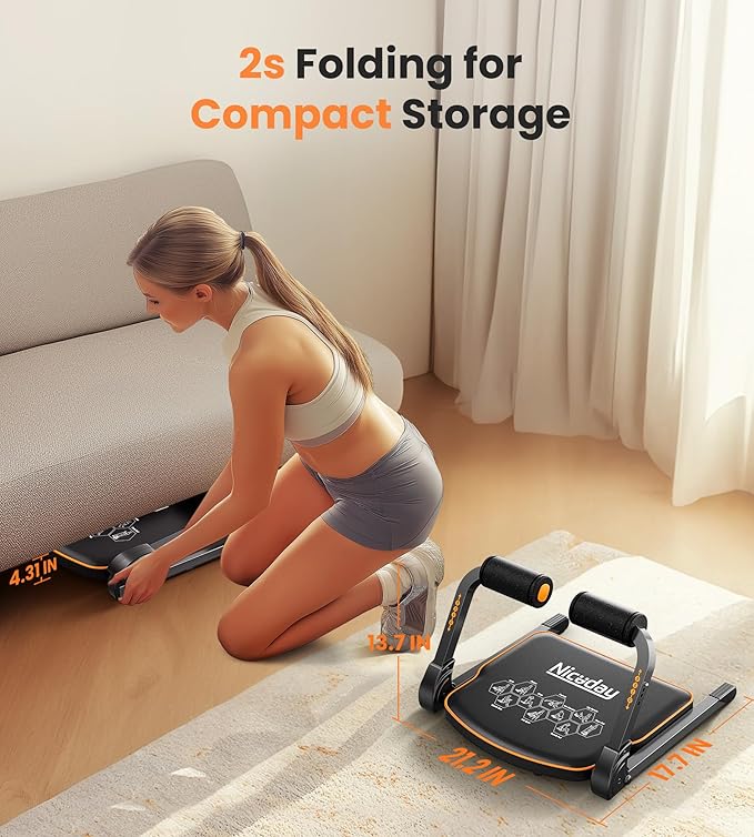 Niceday Ab Workout Equipment, Ab Machine for Stomach Workout, Ab Trainer Machine for Home, Ab Crunch Machine for Home Exercise, Sit Up Machine with Resistance Bands and 330 LBS Weight Capacity-FlexoryFit