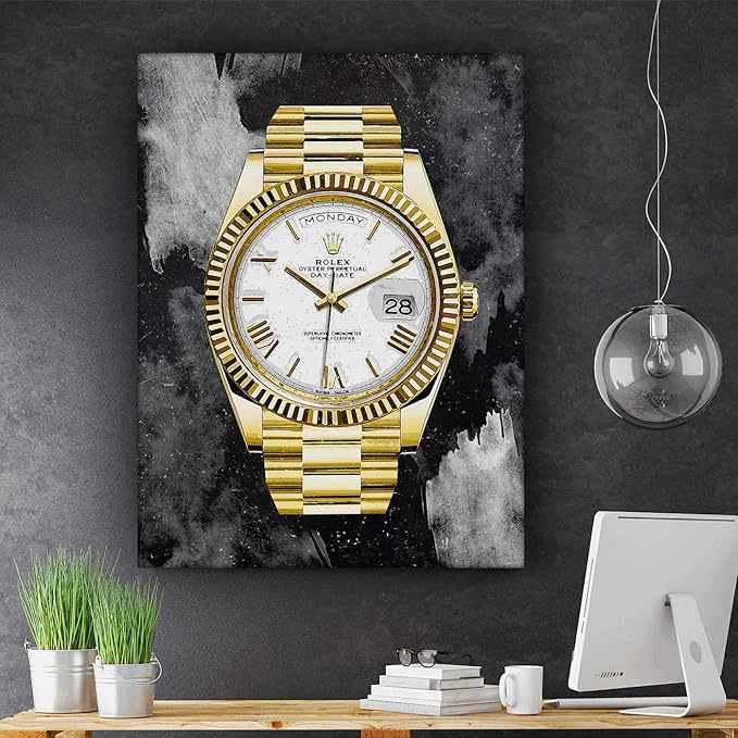 SuccessHunters Luxury Gold Watch Canvas Print Office Wall Decoration Home Decor Modern Art Prints Inspiration Motivation Inspire Entrepreneur Quote Inspirational Motivational House Decal (40" x 30")