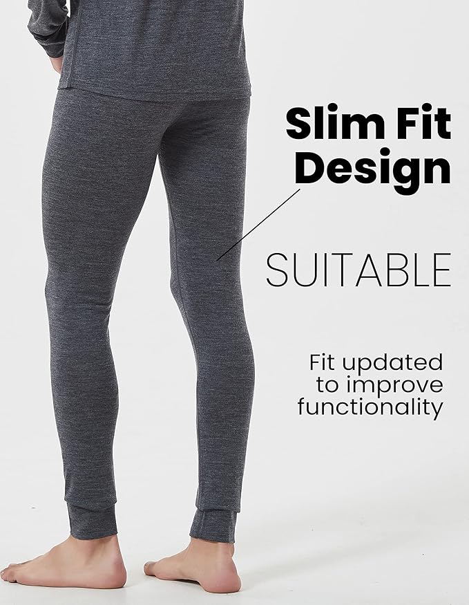 Iguana Mens 100% Merino Wool Base Layer Sets for Ski Lightweight Thermal Underwear-FlexoryFit