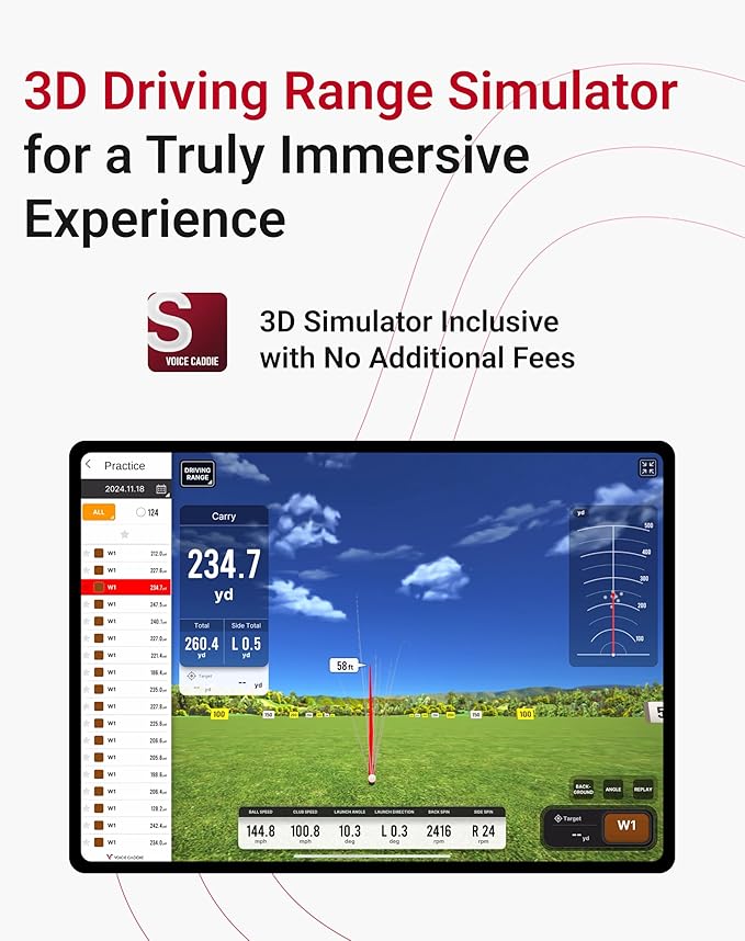 Voice Caddie SC4 PRO Golf Launch Monitor & 3D Driving Range Simulator for Indoor and Outdoor Use | Portable Golf Swing Analyzer & Tracker with Built-in Screen | No Fees