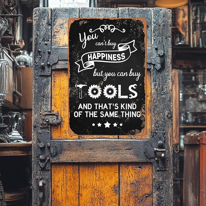 Garage Signs for Men Mechanic Shop Decor Funny Tool Rule Metal Tin Signs for Dad Garage Gifts Grandpa Workshop Wall Decor 8x12 Inch-FlexoryFit