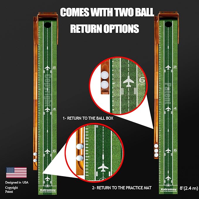 Putting Green Indoor Golf Putting Mat – Easy to Assemble with Automatic Ball Return, Wrinkle-Free Close to Real Green Speed, Suitable for Office, Recreation Room, Patio – Ideal Gift