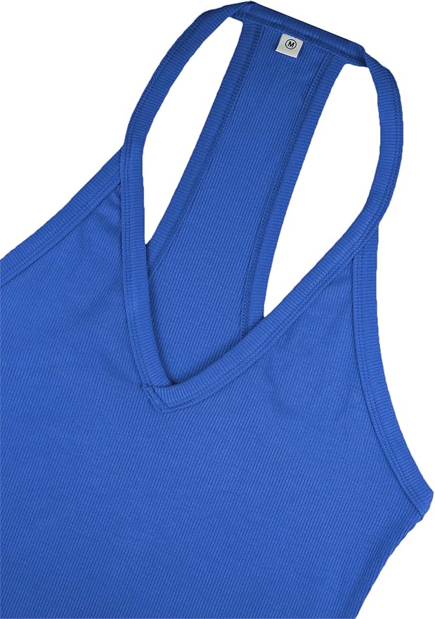 iGENJUN Workout Tops for Women Racerback Basic Tank Summer 2025 Camisole V Neck Slim Fit Ribbed Sleeveless-FlexoryFit