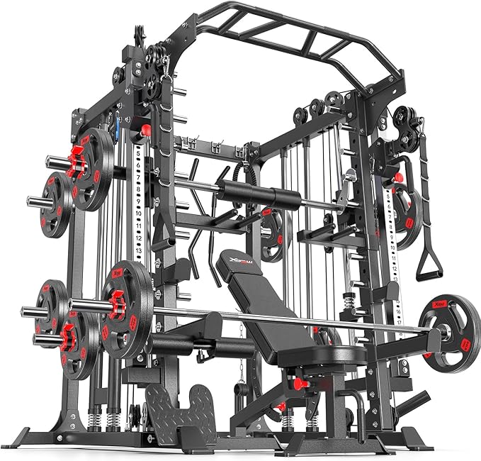 Power Cage,1600lbs Multi-Function Power Rack with Adjustable Cable Crossover System and More Training Attachment, Weight Cage for Home Gym-FlexoryFit