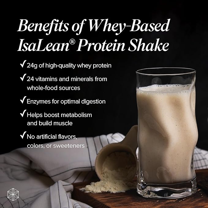 IsaLean Protein Shake - Complete Superfood Meal Replacement for Maintaining Healthy Weight and Lean Muscle Growth with 24 Vitamins and Minerals - 28.6 oz - 14 Meal Canister (Creamy French Vanilla)-FlexoryFit