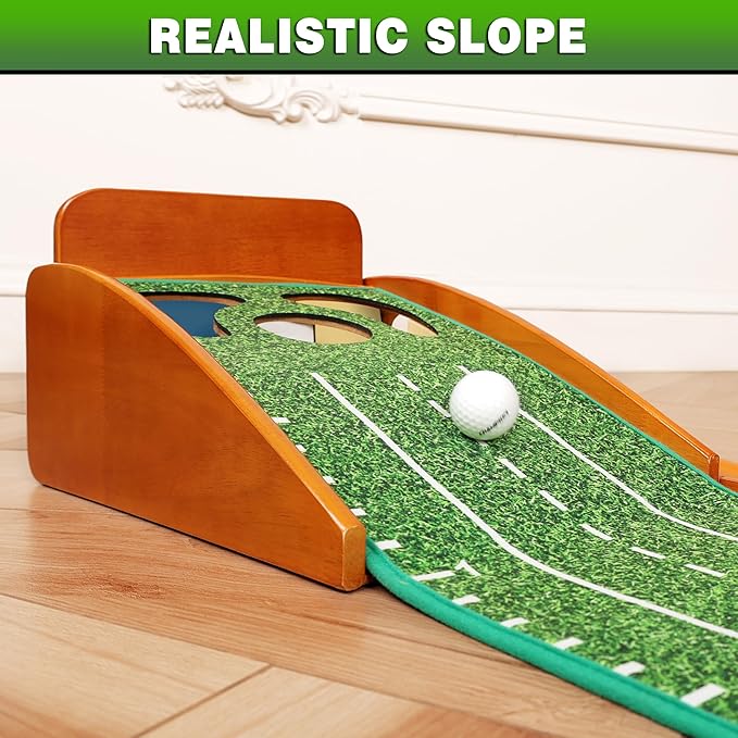 CHAMPKEY Professional Hazard Golf Putting Green Come with Golf Putting Gates and Putting Mirror - Progressive Slope Tech and Noise Reduction Tech Golf Putting Mat