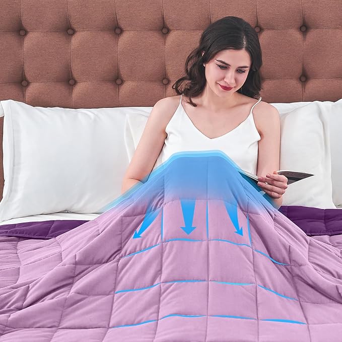 King Size Weighted Blanket for Adults (30 lbs, 80โ x 87โ, Purple) Cooling Heavy Blanket for Sleeping Perfect for 290-310 lbs, Breathable Blanket for Adults & Couple All Season, Machine Washable