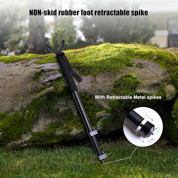 Shooting Stick with V Yoke, 22-62 inches Adjustable Aluminum Shooting Monopod for Hunting Rifles