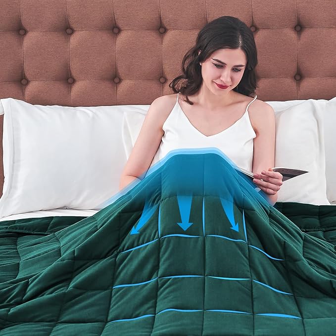 King Size Weighted Blanket for Adults (30 lbs, 80โ x 87โ, Dark Green) Cooling Heavy Blanket for Sleeping Perfect for 290-310 lbs, Breathable Blanket for Adults & Couple All Season, Machine Washable