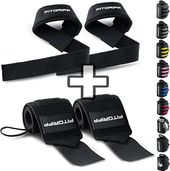 Fitgriff® Lifting Straps & Wrist Wraps (Bundle) Superior Support for Weightlifting & Gym Workouts - for Men and Women-FlexoryFit