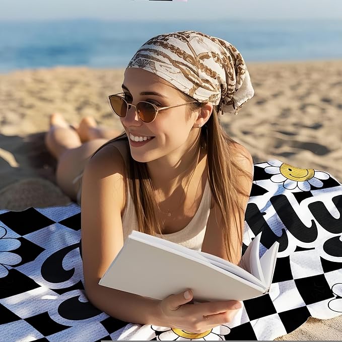 JML Personalized Beach Towel with Name, Custom Flower Beach Towel, Customized Microfiber Pool Towel, Quick Dry & Absorbent Swim Towel for Adult,Mother's Day, Birthday, Summer Holiday,Vacation-FlexoryFit