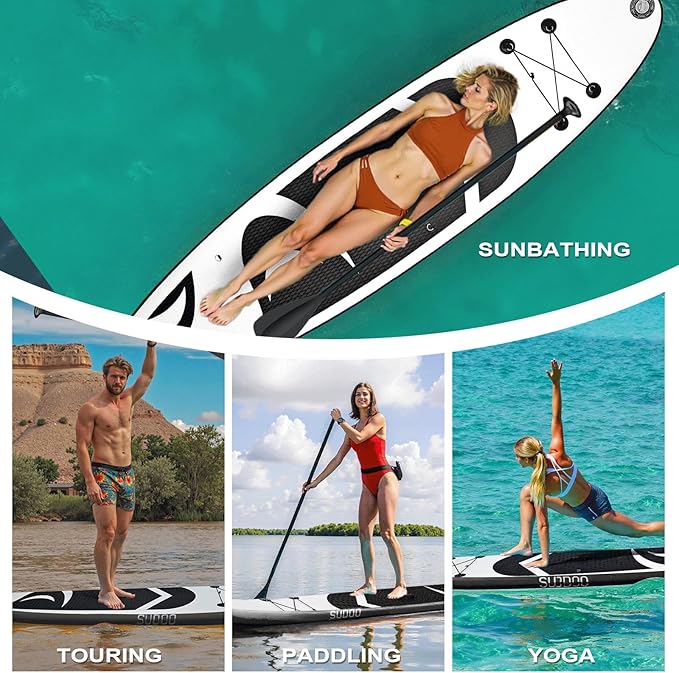 Inflatable Stand Up Paddle Board 10โx30โโ- Ultra-Light SUP with Backpack, Pump, Paddle, Coil Leash, 3 Fins, Repair Kit, Stable Design, Non-Slip EVA Deck for Adults & Youth