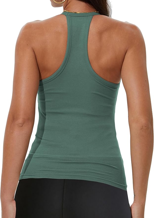 iGENJUN Workout Tops for Women Racerback Basic Tank Summer 2025 Camisole V Neck Slim Fit Ribbed Sleeveless-FlexoryFit