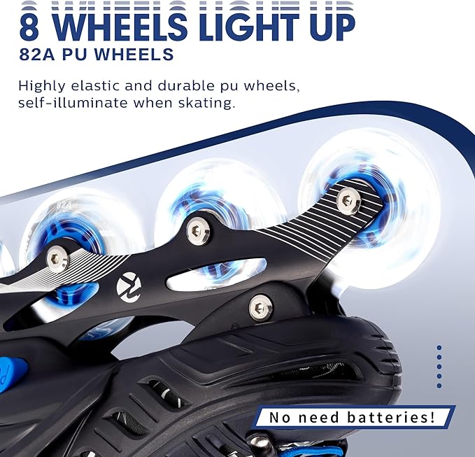 Inline Skates for Kids and Adult, Adjustable Fun Illuminating Skates for Girls, Boys, Women and Men Outdoor and Indoor, Beginner-FlexoryFit