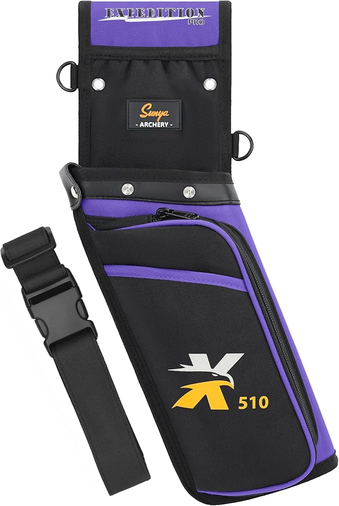 SUNYA X510 Field & Competition Hip Arrow Quiver | 3-Slot Noise-Free Archery Quiver with Sturdy Storage System (42x18cm)