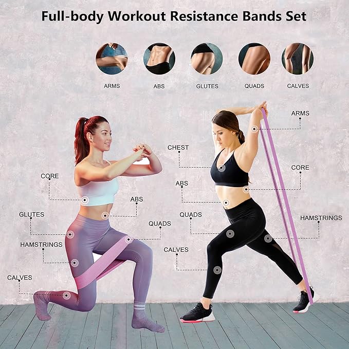Fabric Resistance Bands for Working Out, 3 and 4 Levels Booty Bands Long Resistance Bands for Women and Men | Elastic Bands for Exercise Bands Resistance Workout Bands Resistance-FlexoryFit