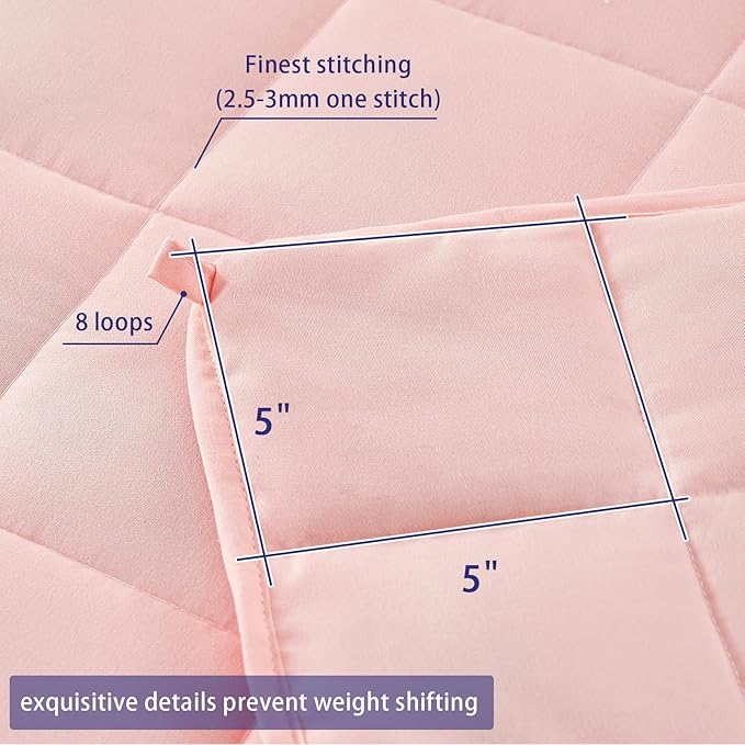 yescool King Size Weighted Blanket for Adults (25 lbs, 80โ x 87โ, Pink) Cooling Heavy Blanket for Sleeping Perfect for 240-260 lbs, Breathable Blanket for Adults & Couple All Season, Machine Washable