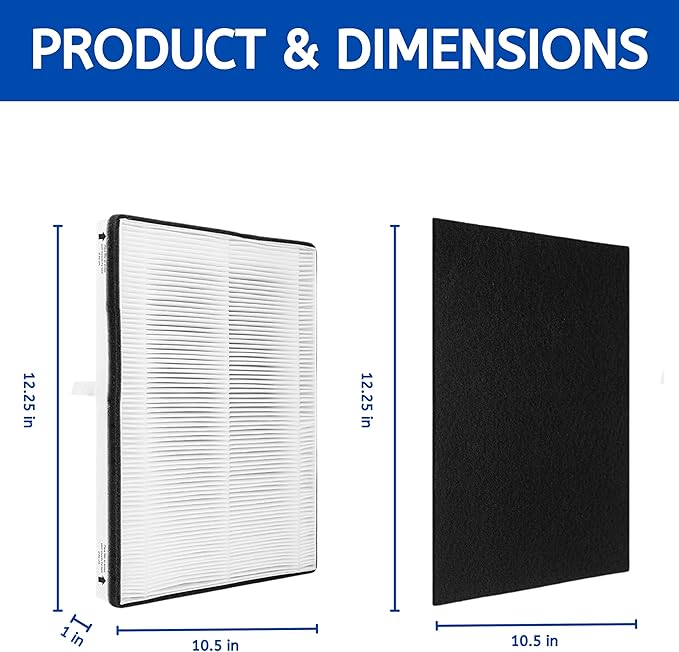 Nispira MD1-0022 / MD1-0023 HEPA Filter Plus Activated Carbon for Vornado Air Purifier Models AC300, AC350, AC500, AC550, PCO200, PCO300, PCO500. 1 Set