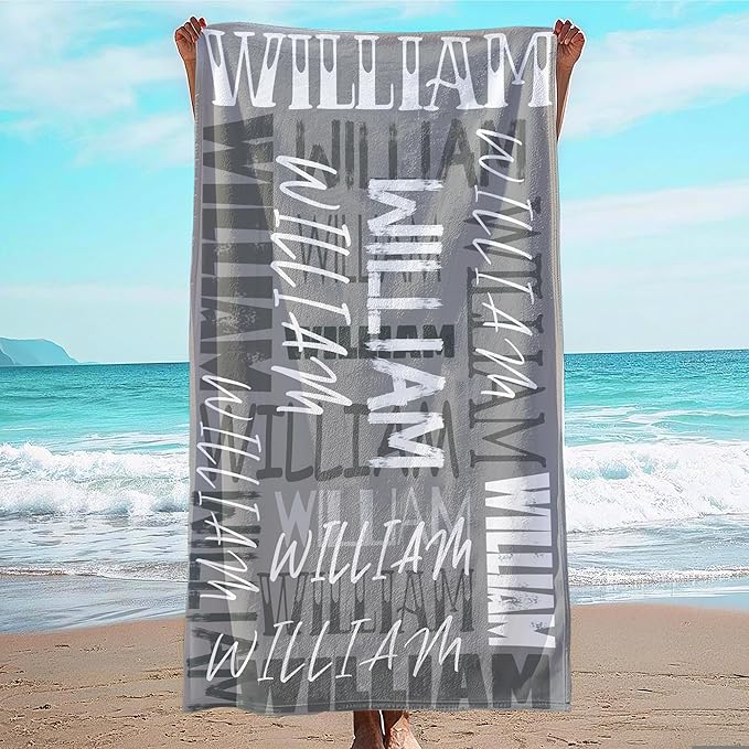 JML Personalized Beach Towel with Name, Custom Beach Towel with Name, Customized Microfiber Pool Towel, Quick Dry & Absorbent Swim Towel for Adult,Anniversary, Birthday, Summer Holiday,Vacation-FlexoryFit