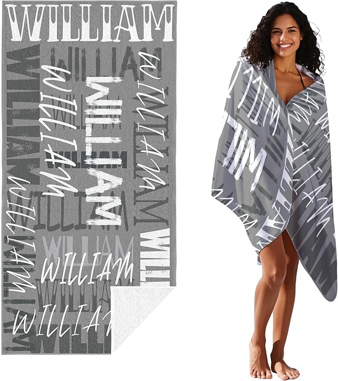 JML Personalized Beach Towel with Name, Custom Beach Towel with Name, Customized Microfiber Pool Towel, Quick Dry & Absorbent Swim Towel for Adult,Anniversary, Birthday, Summer Holiday,Vacation-FlexoryFit