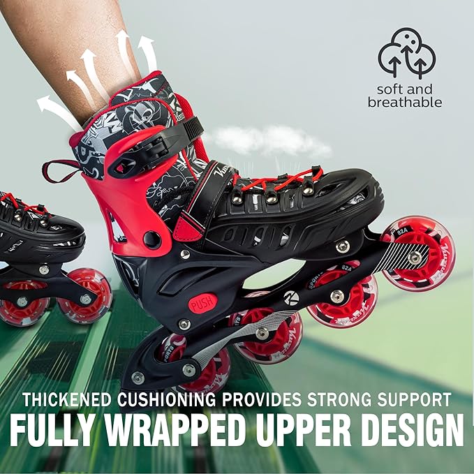 Inline Skates for Kids and Adult, Adjustable Fun Illuminating Skates for Girls, Boys, Women and Men Outdoor and Indoor, Beginner-FlexoryFit