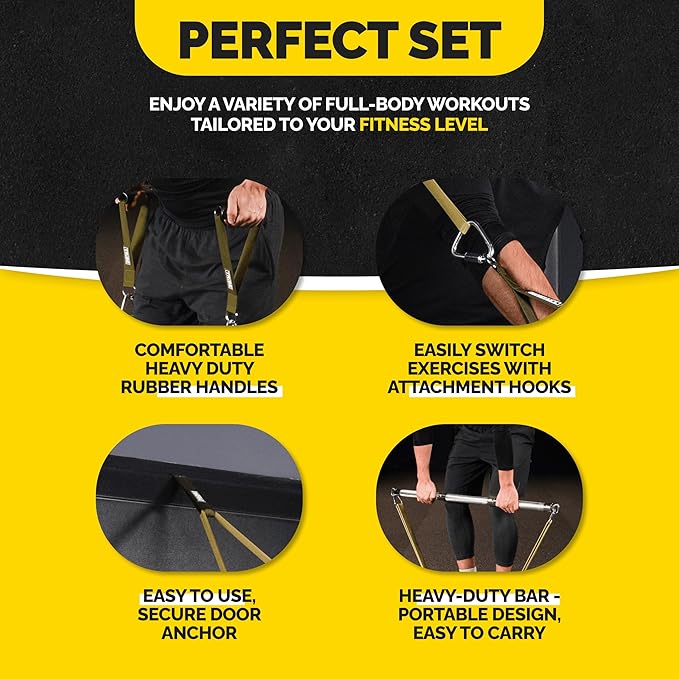 Long Resistance Bands for Working Out Men and Women - Set of 5 Pull-Up Bands, Rubber Handles and Door Anchor - Workout Bands Resistance for Men - Exercise Bands Resistance Bands Set-FlexoryFit