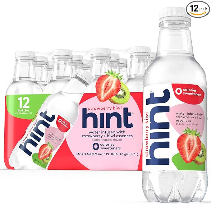 Hint Fruit-Infused Bottled Water, Strawberry Kiwi - Sugar Free Flavored Water with Zero Calories, Naturally Flavored, and No Artificial Sweeteners - 16 Fl Oz (Pack of 12)-FlexoryFit