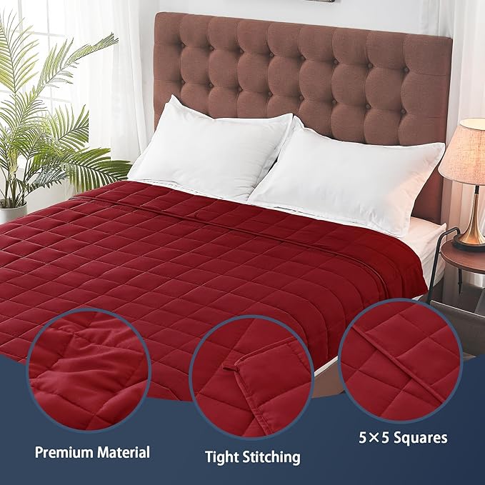 yescool Weighted Blanket for Adults (20 lbs, 88โ x 104โ, Red) Cooling Heavy Blanket for Sleeping Perfect for 190-210 lbs, Queen Size Breathable Blanket with Premium Glass Bead, Machine Washable