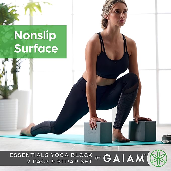 Gaiam Yoga Block - Supportive Latex-Free Eva Foam - Soft Non-Slip Surface with Beveled Edges for Yoga, Pilates, Meditation - Yoga Accessories for Stability, Balance, Deepen Stretches-FlexoryFit