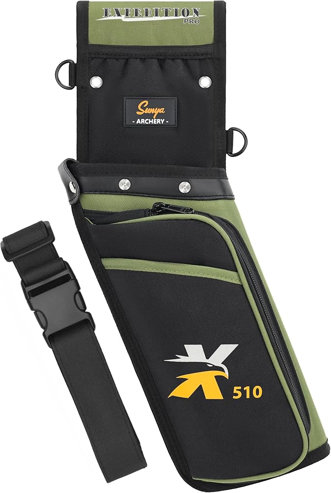 SUNYA X510 Field & Competition Hip Arrow Quiver | 3-Slot Noise-Free Archery Quiver with Sturdy Storage System (42x18cm)