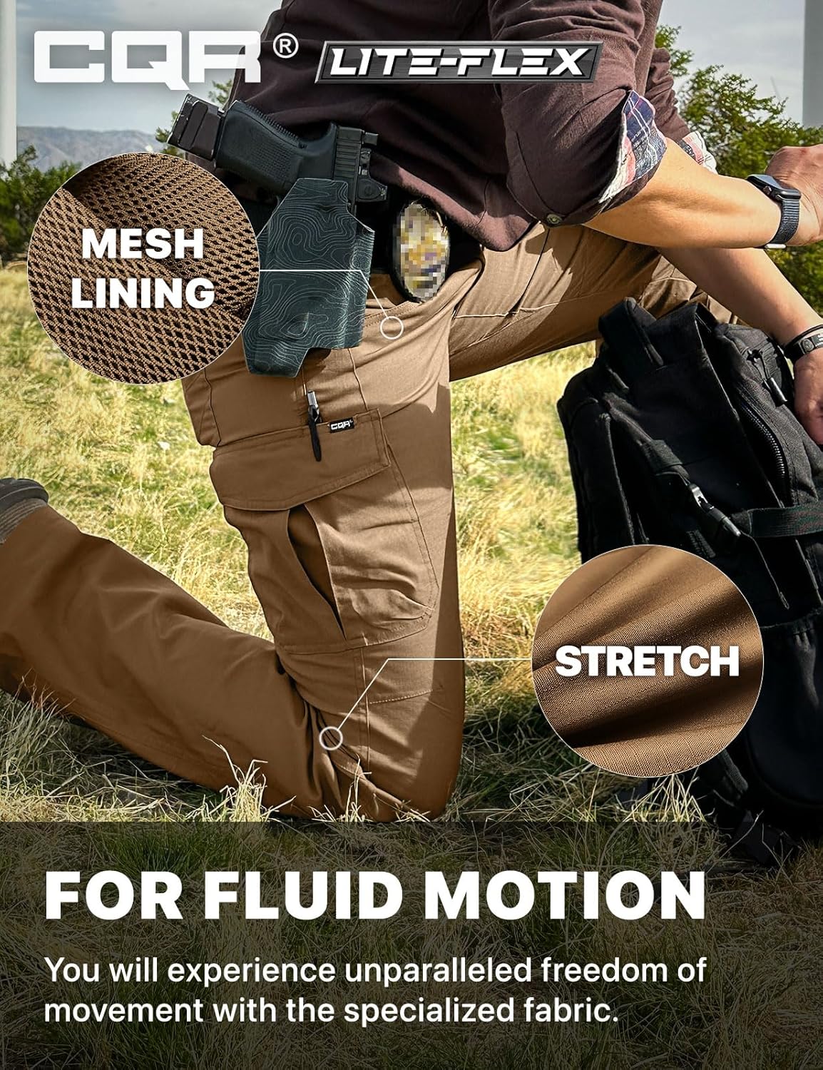 CQR Women's Flex Stretch Tactical Pants, Water Resistant Ripstop Cargo Work Pants with Pockets for Outdoor & Hiking