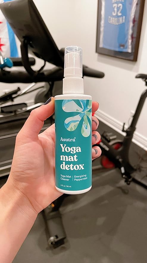ASUTRA Yoga Mat Cleaner Spray (Energizing Peppermint), 4 fl oz - No Slippery Residue, Organic Essential Oils, Deep-Cleansing for Fitness Gear & Gym Equipment, Microfiber Towel Included-FlexoryFit